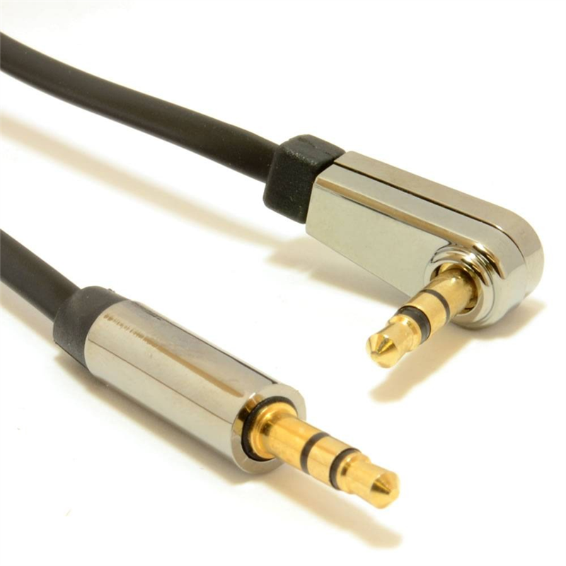 Cordon audio stéréo jack 3.5 mm - Droit / Coudé - M / M - HQ - 0.75 m **