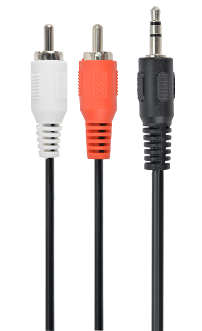 Cordon Jack stéréo 3.5 mm / M vers 2 x RCA Blanc & Rouge / M - 0.20 m