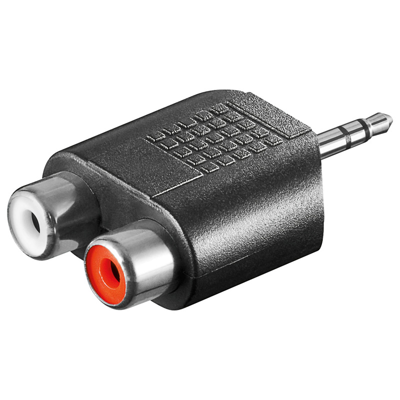 Adaptateur stéréo jack 3.5 mm / M vers 2 x RCA / F