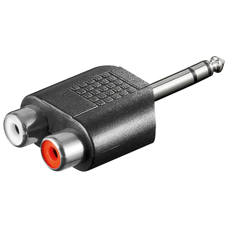 Adaptateur stéréo Jack 6,35 mm / M vers 2 x RCA / F