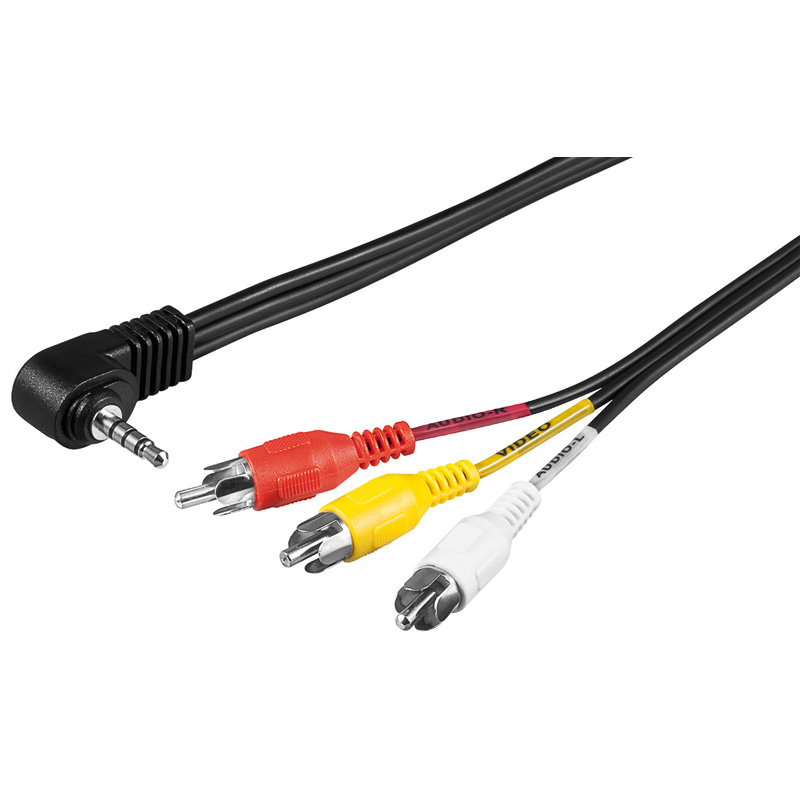 Cordon Audio Vidéo Jack 3.5 mm / M Coudé vers 3 x RCA / M - 1.50 m **