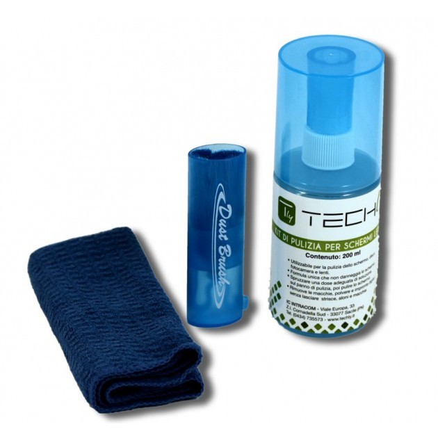 Kit de nettoyage LCD - 200 ml + chiffon microfibre + brosse