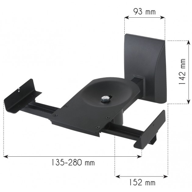 Support haut parleur inclinaison +/- 7.5° - Orientation +/- 45° - 25 Kg - Noir