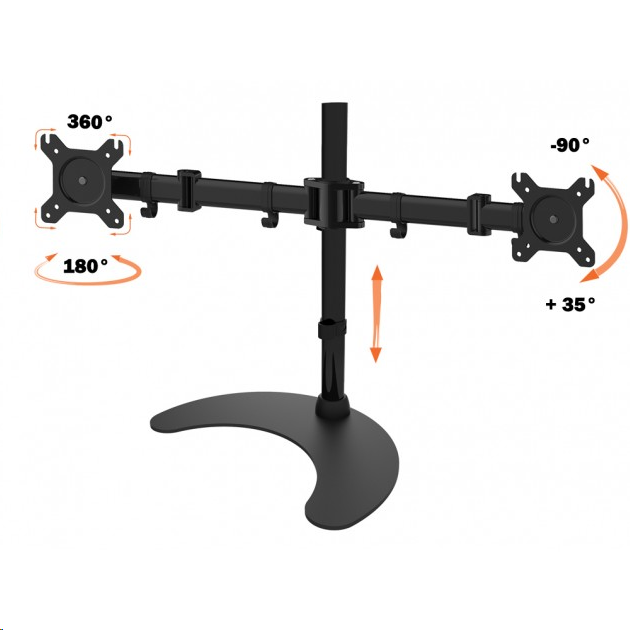 Support base inclinaison +35/-90° - 2 x TV 13``-27`` - Vesa 100 x 100 - Noir