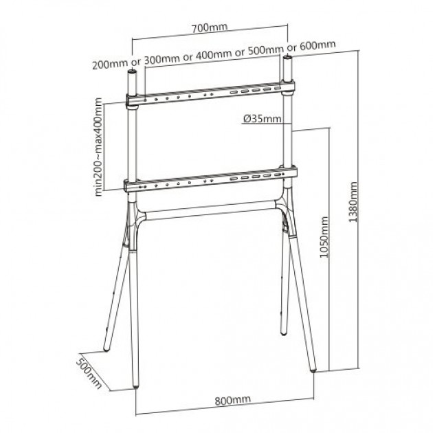 Support sur pied -  TV 49`` - 70`` - Vesa max. 600 x 400 - Noir